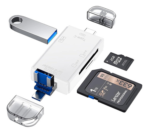 Adaptador Otg 6 En 1 Micro Sd, Tipo C, Usb, Tarjeta Sd Pc