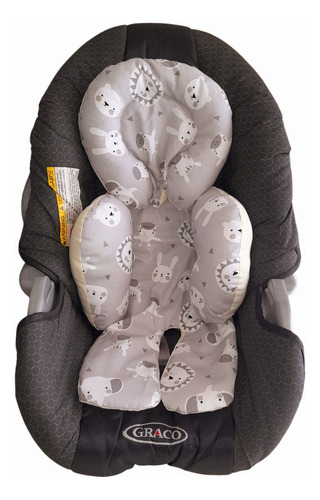 Set Nacimiento Almohadon De Amamantar Nidito Reductor Y Mas Animalitos Gris Con Narural Liso