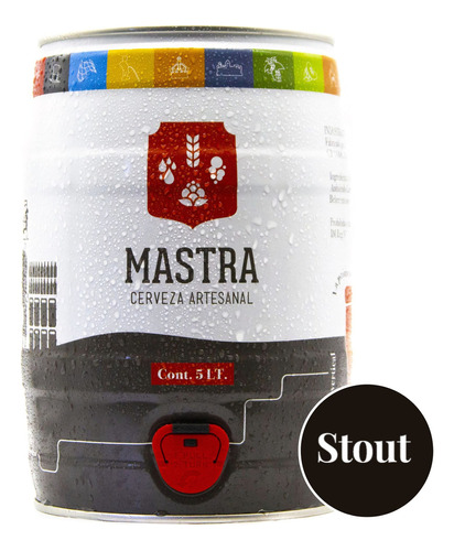 Barril De Cerveza Mastra Artesanal, Mini Chopp, 5 Litros, 5.5% Alcohol - Estilo Stout