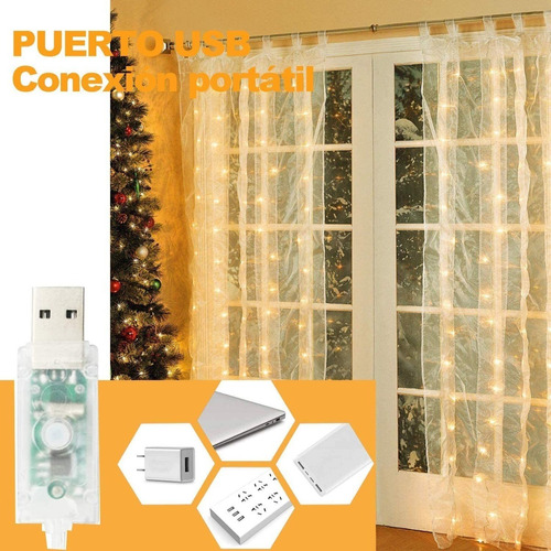 Cortina De Luces, 3 * 3 M 300 Led Con Control Remoto