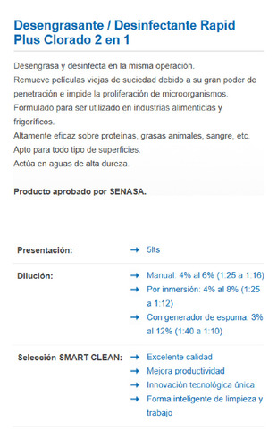 Desengrasante Desinfectante Clorado Thames Rapid Plus 5l