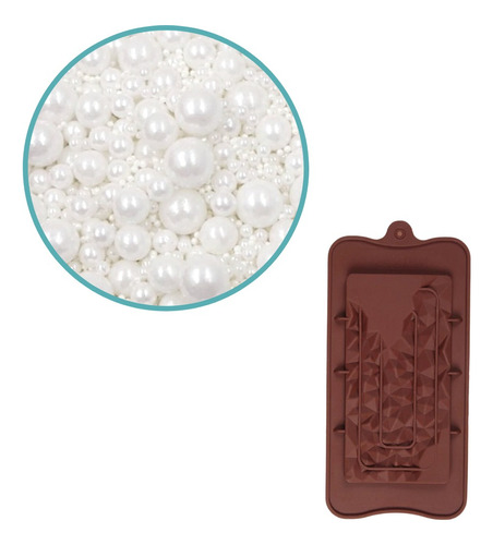 Molde Silicona Chocolate Y Perlas Blancas Multitamaño 100 Gr