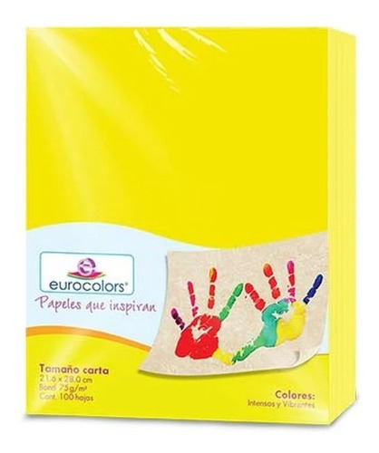 Papel Cortado Eurocolors Carta Amarillo C/100 - Ec0002 /vc