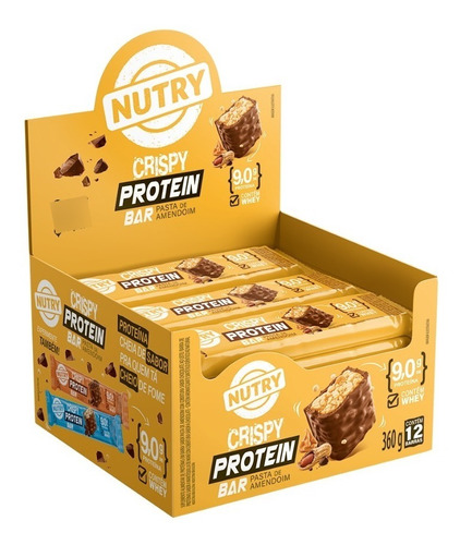 Nutry Crispy Protein Bar Pasta De Amendoim 360g 12un De 30g