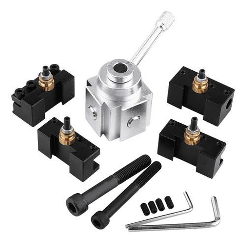Portaherramientas De Aluminio Negro Mini Torno Cambio Rápido