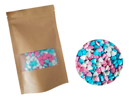 100grs Sprinkles De Corazones Blanco Rosa Y Azul Comestibles