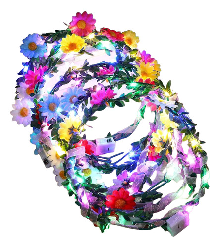 Diadema De Flores Led Corona De Flores Iluminada Guirnalda