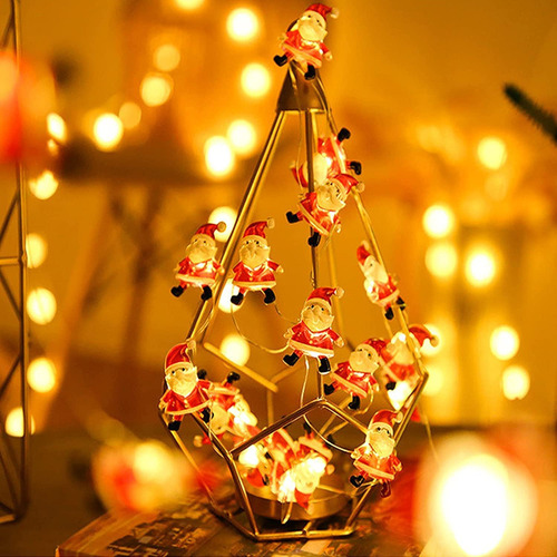 2024 Luces Navideñas Solares De Papá Noel De 40 Led Con