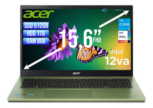 Portatil Acer Intel Core I5 1235u Ssd 512gb+ Hdd1tb Ram 8gb