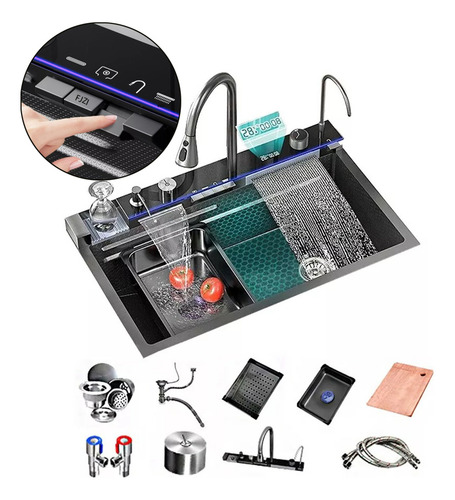 Combo Lavaplato Empotrado 80x45cm Acero Inox Inteligente