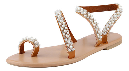 Sandalias Vintage Con Perlas Bohemio Para Mujer, Zapatos De