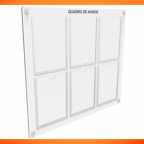 Quadro De Aviso E Gestão Mdf C/ 6 Displays A4 De Acrílico