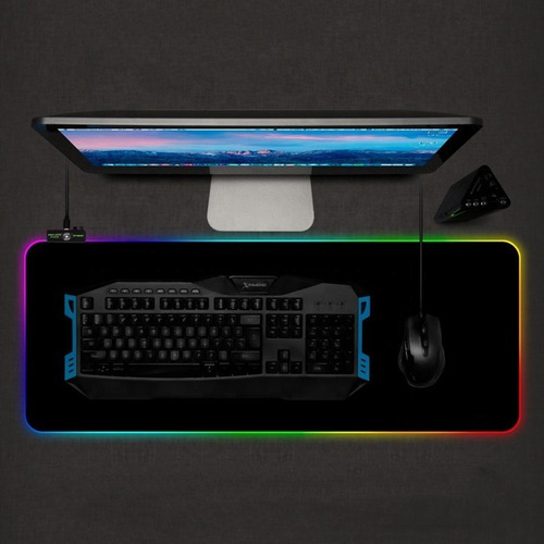 Mouse Pad Gamer Led Rgb Retroiluminado Usb 300x250x3mm Noga