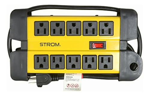 Strom St2716 Multicontacto, 10 Entradas, Cuerpo Metálico,