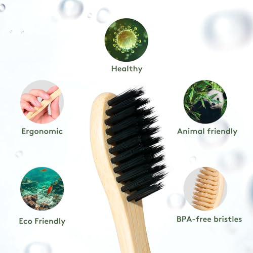 10 Cepillos De Dientes De Bambu Con Cerdas Suaves