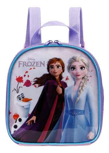 Lancheira Frozen Elsa Bolsa Térmica Mochila Escolar Infantil Cor Lilás