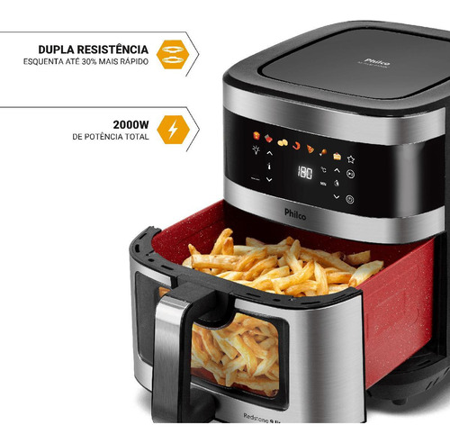 Air Fryer Philco 9L Visor Glass Painel Digital PAF90C 127V