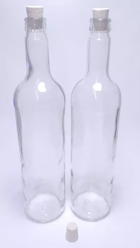 12 Piezas De Botella De Vidrio De 1 Lt Mod. Sunny Con Corcho