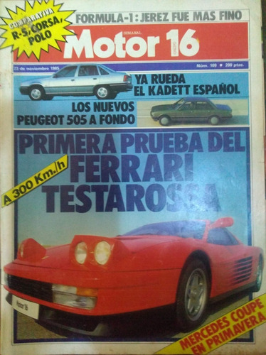 Revista Motor 16 Nº109 1985 Ferrari Testarossa 