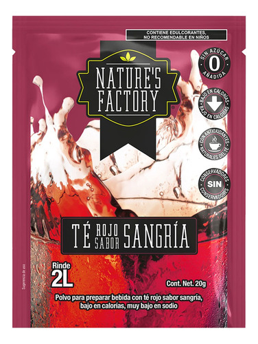 Natures Factory Té Rojo En Polvo Sabor Sangría 10 Pzs