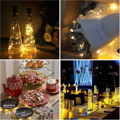 Luz Nocturna, 10 Unidades, 20 Led, Cálida, For Botella De V