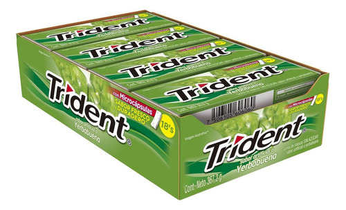 Chicles Trident Yerbabuena Caja De 12 Paquetes