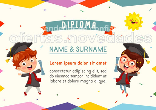 Diplomas Escolares Infantiles Vectores Editables Eps