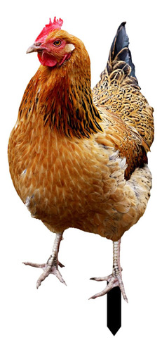 Estatua De Gallina, Estaca De Jardín, 33x15,2x0,1 Cm