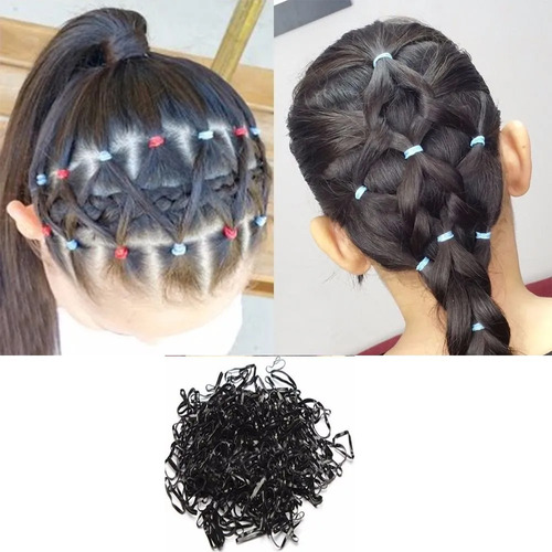 Imagen 7 de 9 de 600 Gomitas Banditas Para Cabello Trenzas Trenzado Negras