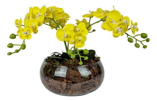 Arranjo Flores Orquidea Amarelo Sala Jantar Centro Mesa