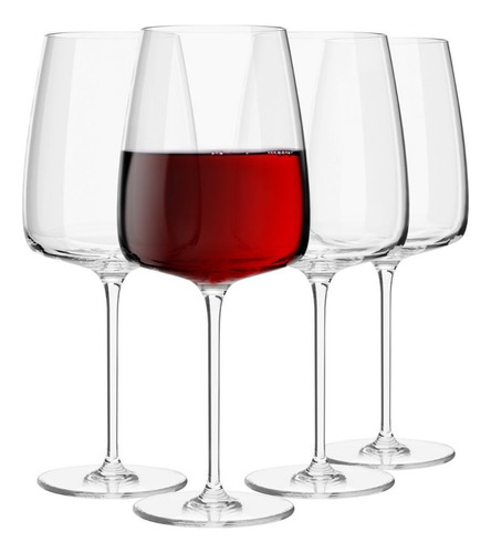 Copa De Vino Tinto Cristal Krosno Línea Modern Set X4