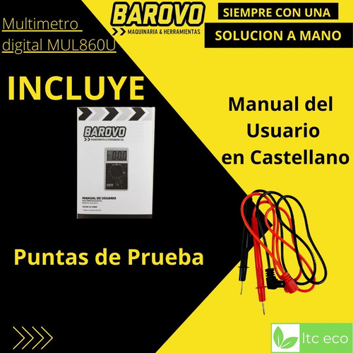 Imagen 4 de 9 de Tester Multimetro Digital Barovo Voltimetro Amperimetro 10a
