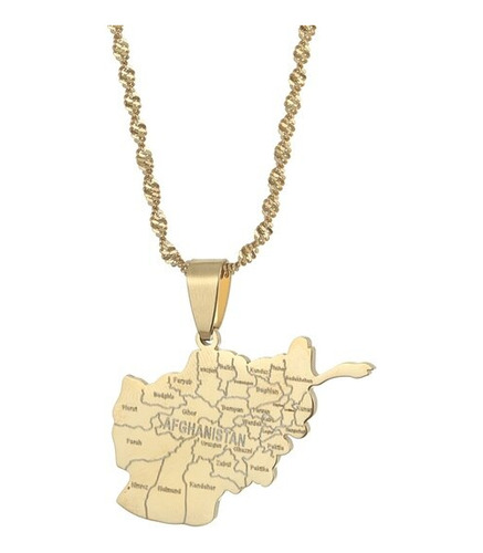 Collar Con Collar De Mapa De Ciudades Afganas   Dorado