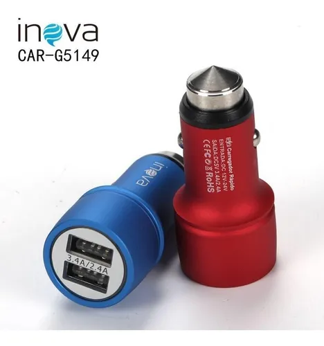 10 Carregador Fonte Adaptador 3.4a Veicular 2 Usb Aço Turbo