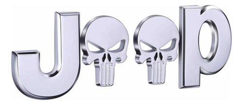 Emblema Letras Jeep Calavera Cromado Cofre Cajuela