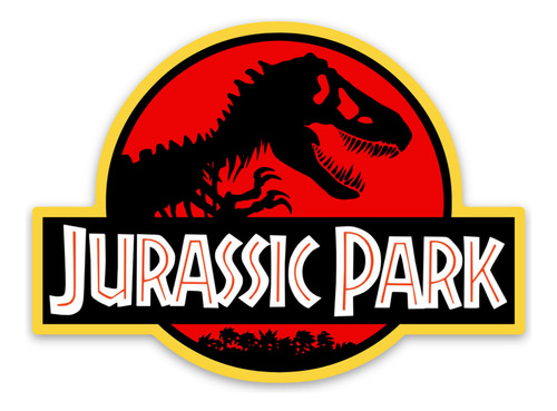 5 Pzas Sticker Jurassic Park Logo Calcomania Pegatina Mate