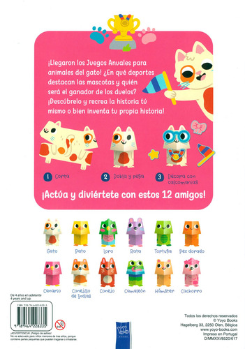 12 Amigos Animales de Papel: Mascotas.: Libro infantil 12 amigos animales de papel: Mascotas, de Varios. Editorial Jo Dupre Bvba (Yoyo Books), tapa blanda en español, 2022