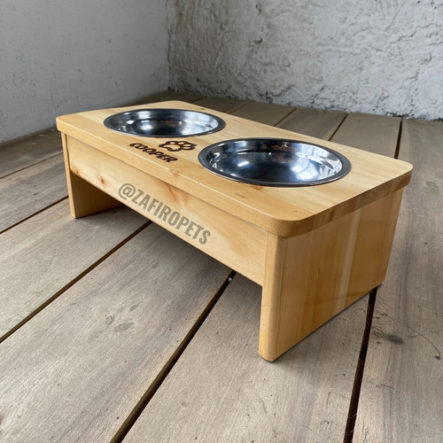 Comedor Comederos Para Perros Y Gatos En Madera Talla M