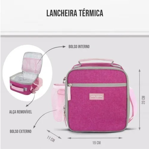 Imagem 3 de 6 de Mochila Escolar Infantil Juvenil Kit Bolsa Lancheira Térmica