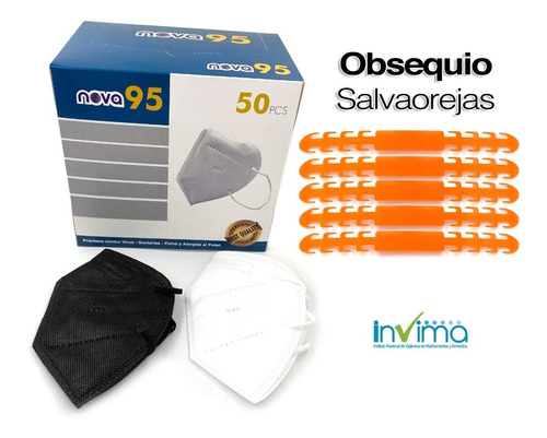 Tapabocas N95 Colores Caja X 50 - 5 Salvaorejas Un A $2398