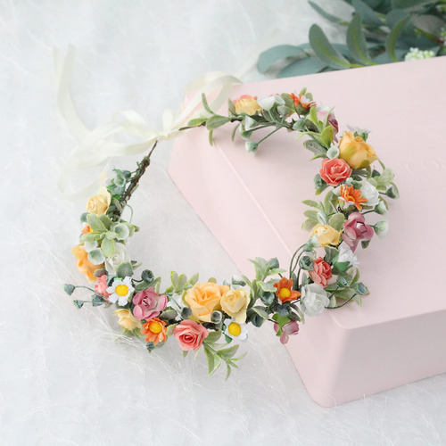 Love Sweety Diadema De Flores Verdes Boho, Corona De Pelo De
