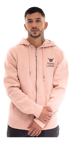 Polerón Full Zip Hombre Hang Loose Hoddie Rosado