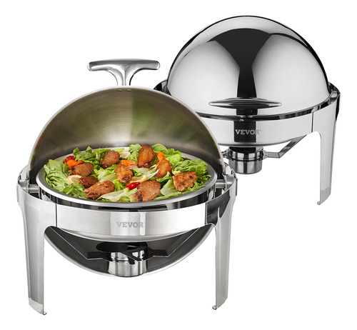 Vevor Juego De Buffet Chafer 2 Platos 5.5l Acero Inoxidable