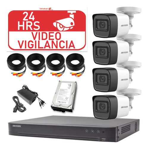 Kit Cctv Dvr De 5 Mp 4 Camaras Con Microfono + Hdd 500 Gb