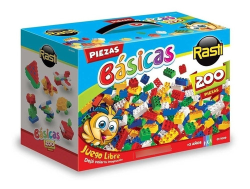 Kit 200 Piezas Básicas Rasti Ladrillos Bloques Armar +3 Años