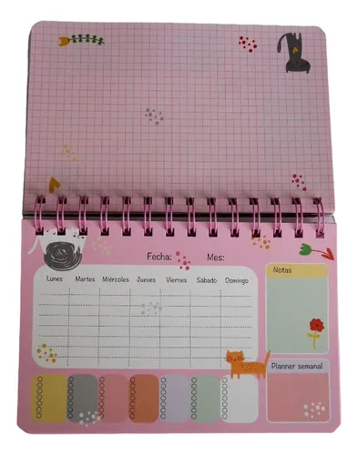 Agenda Planner Planificador Semanal Gatitos Con Espiral