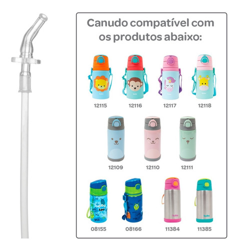Imagem 5 de 10 de Garrafinha Infantil Buba Agua Suco + Canudo Extra E Limpador