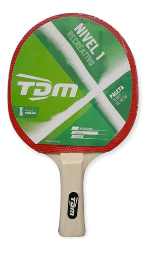 Paleta Ping Pong Tdm Nivel 1 Recreativo Tenis Mesa Concavo