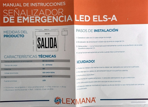 Imagen 5 de 7 de Lámpara De Emergencia Aviso De Salida. Cumple Norma Bomberos