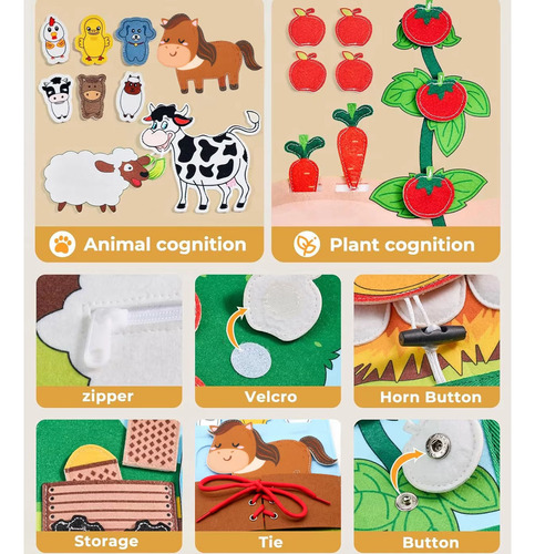 Libro Sensorial Montessori De Juguete De Mesa Para Bebés Far